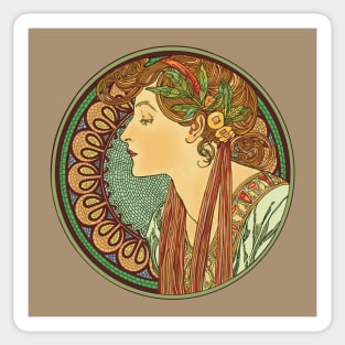 Mucha Cameo (on beige) Sticker